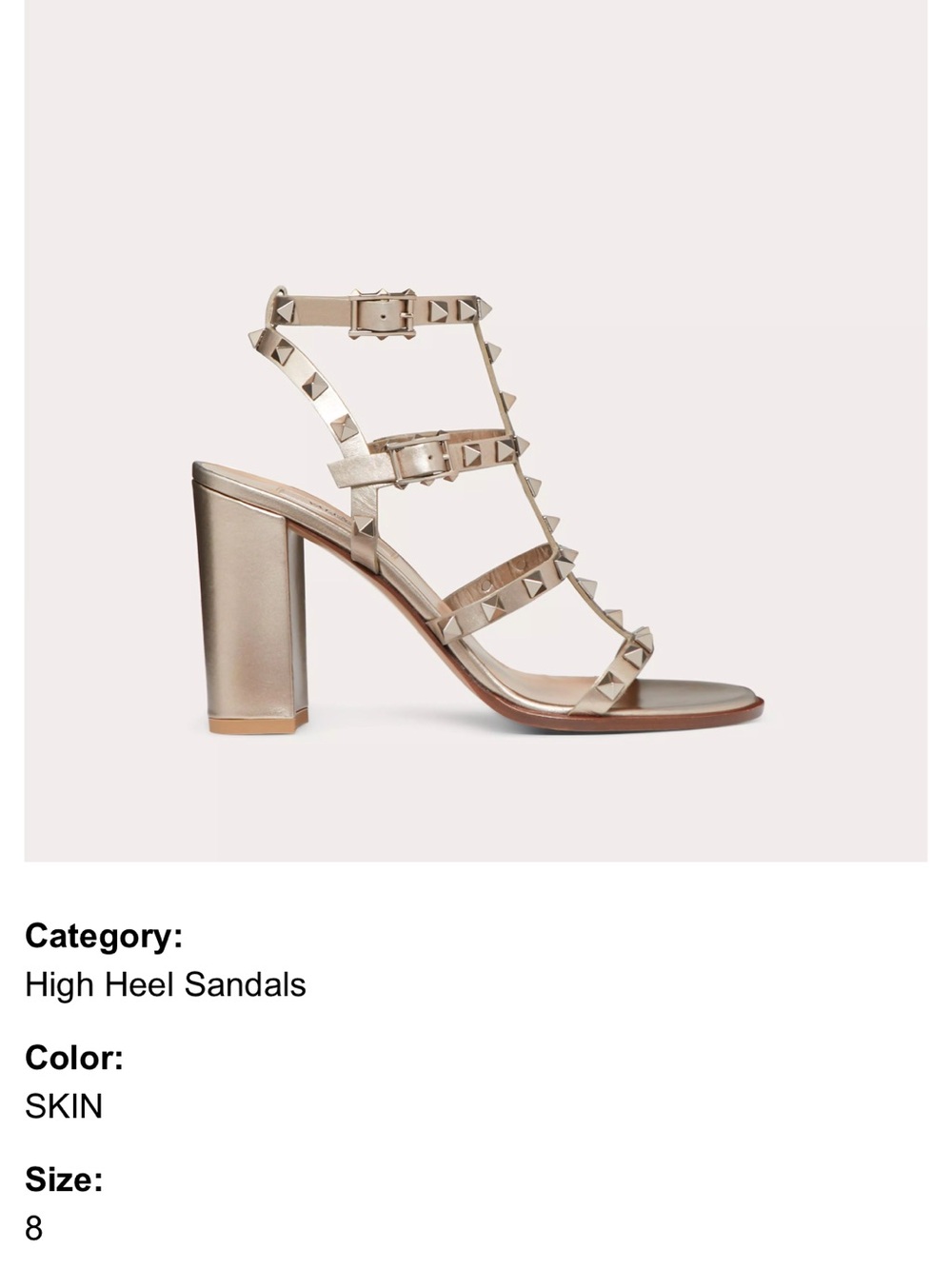 Valentino Metallic Studded Strappy Heel Sandals - Nude Gold